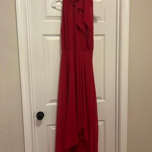 Red Asymmetrical Ruffled One Shoulder Sundress
